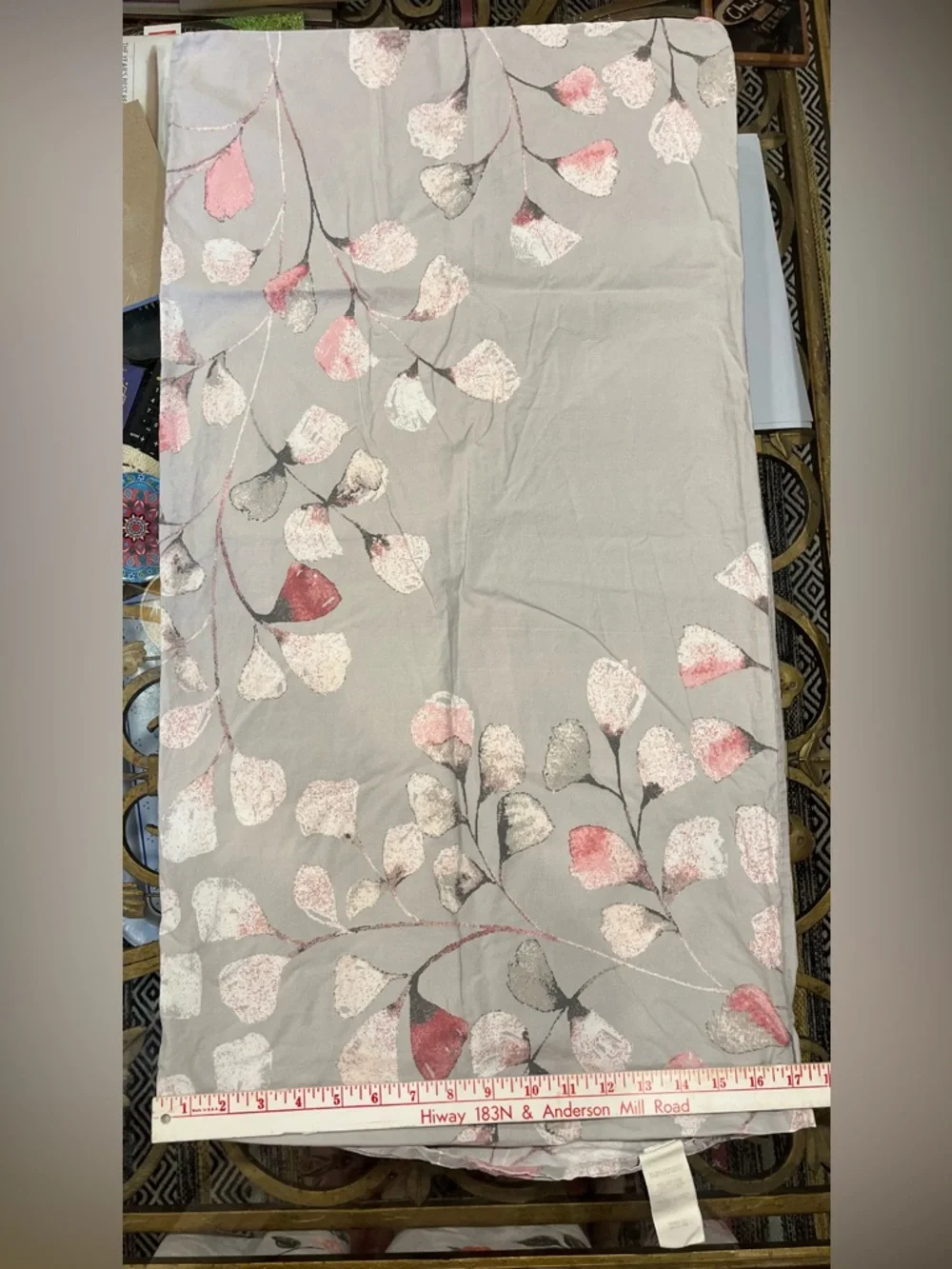 West Elm Green Cotton Organic Gray Pink White Ginkgo Leaves King Pillowcases